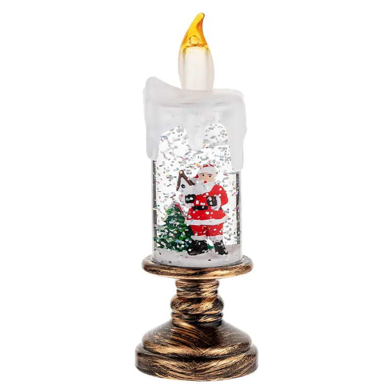 Christmas Candle Lights Fireplace Decorations Multifunctional Resin Lighting Snowflake Crystal Ball Light Party Christmas Gifts