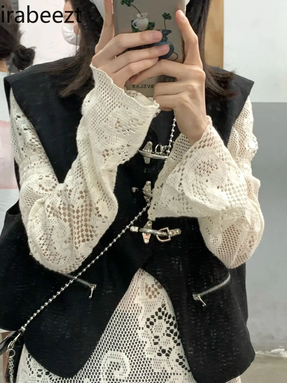 Autumn and Winter Cutout Lace Irregular Dress Women Loose Slimming Temperament Long Robe Demoiselle D Honneur Femme Courte