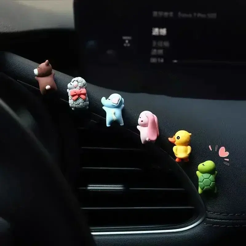 6pcs/set Cute Lying Mini Turtle Car Interior Decoration Funny Auto Center Console Rearview Mirror Ornaments For Car Accessories
