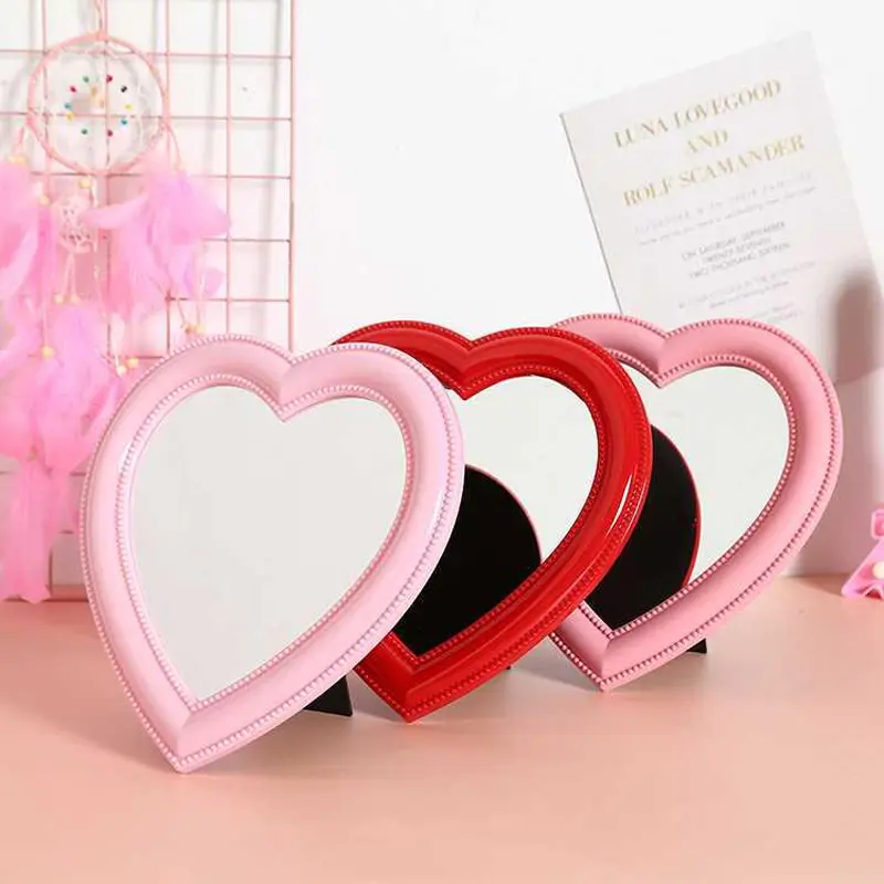 Heart Mirror Cosmetic Mirror Decorative Mirror Girl Heart Student Dormitory Mirror Home Decor Living Room Decoration Wall Decor
