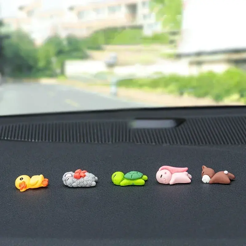 6pcs/set Cute Lying Mini Turtle Car Interior Decoration Funny Auto Center Console Rearview Mirror Ornaments For Car Accessories