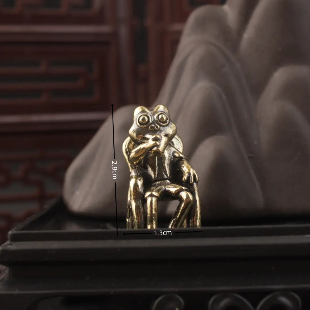 Brass Creative Frog Sitting Chair Drinking Tea Craft Ornament Home Desktop Office Small Ornament Copperware Wholesale