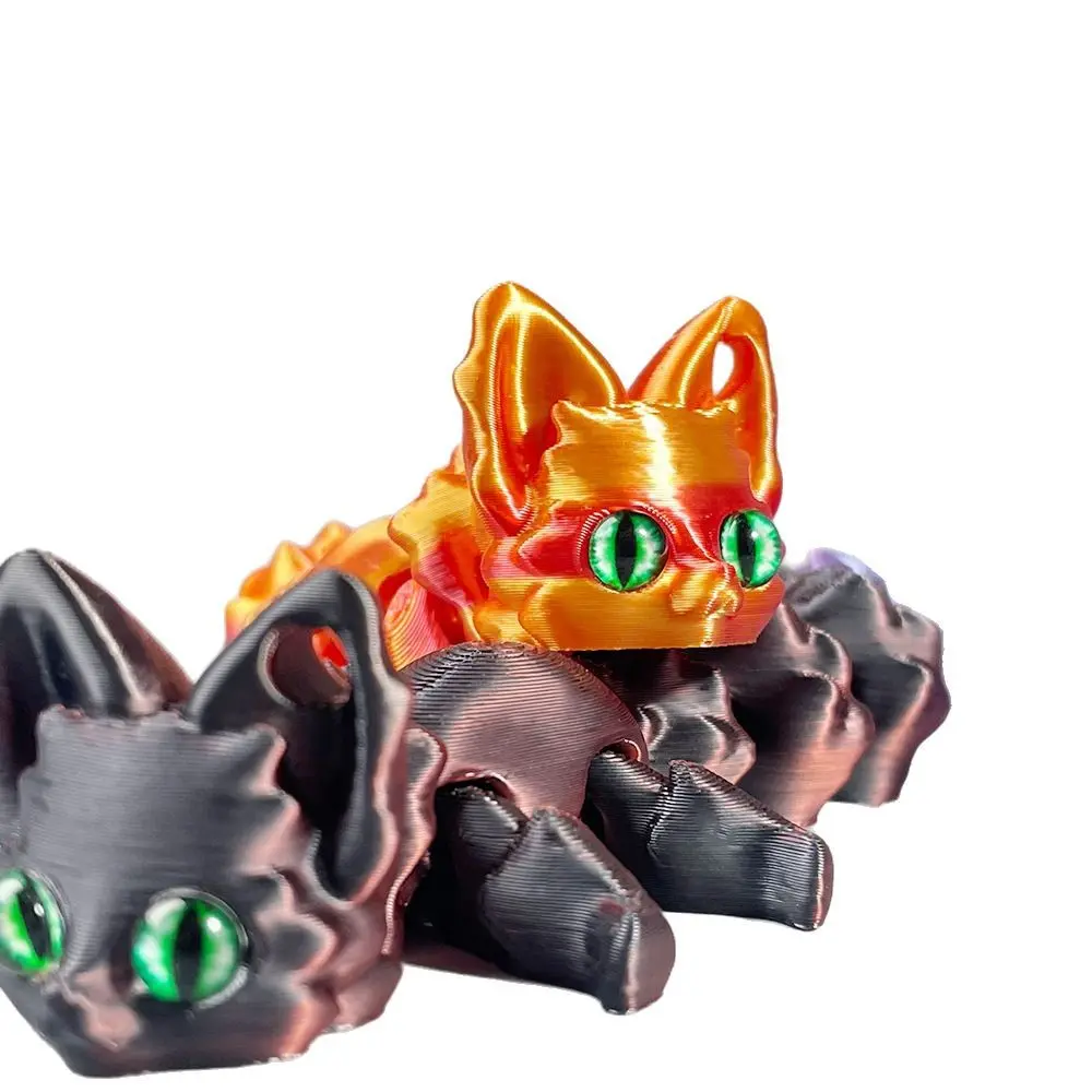 3D Printed Cute Fox Figurine Animals Model Toy Tail Movable Desktop Pet Articulated Fox Collectibles Toys For Home Decoration
