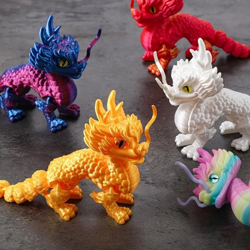 Dragon Statue Vibrant 3d Printed Dragon Figure Realistic Mini Statue for Photography Prop Fidget Toy for Adults Kids Colorful