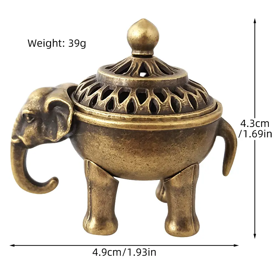 1pc Exquisite and compact hollow out elephant four legged incense burner indoor stove board desktop home decoration