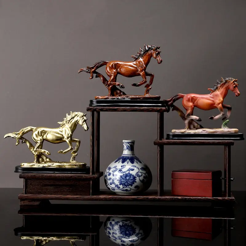 Horse Statue Collection Animal Model Resin Lifelike Sculpture Horse Ornaments For Study Room Garden Office Desktop Decor