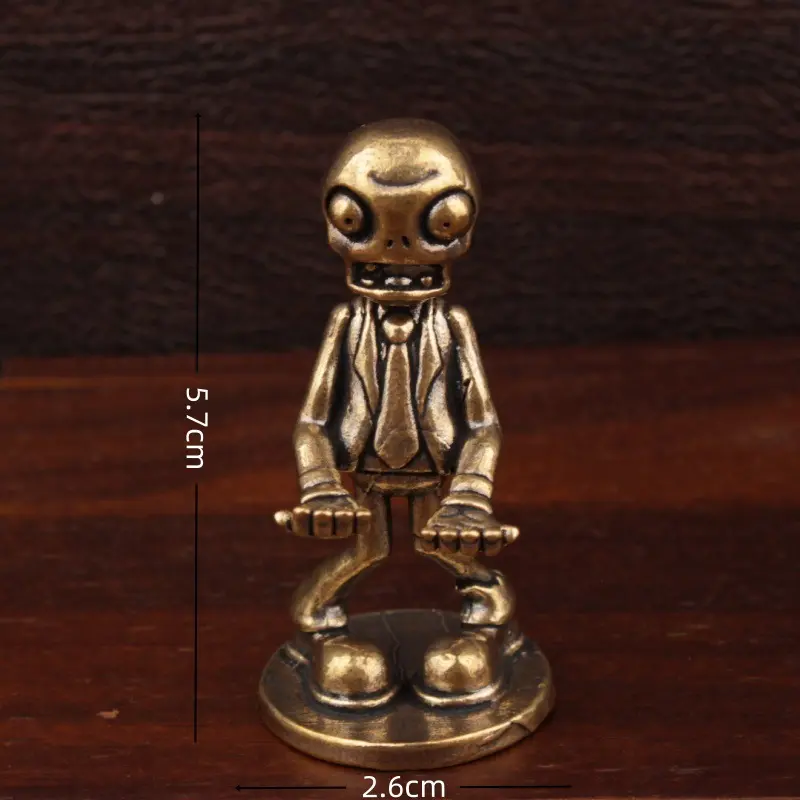 Brass Zombie Figurine Retro Brass Mr. Zombie Statue Cute Small Miniatures Desktop Ornament Home Decor Charming Decor