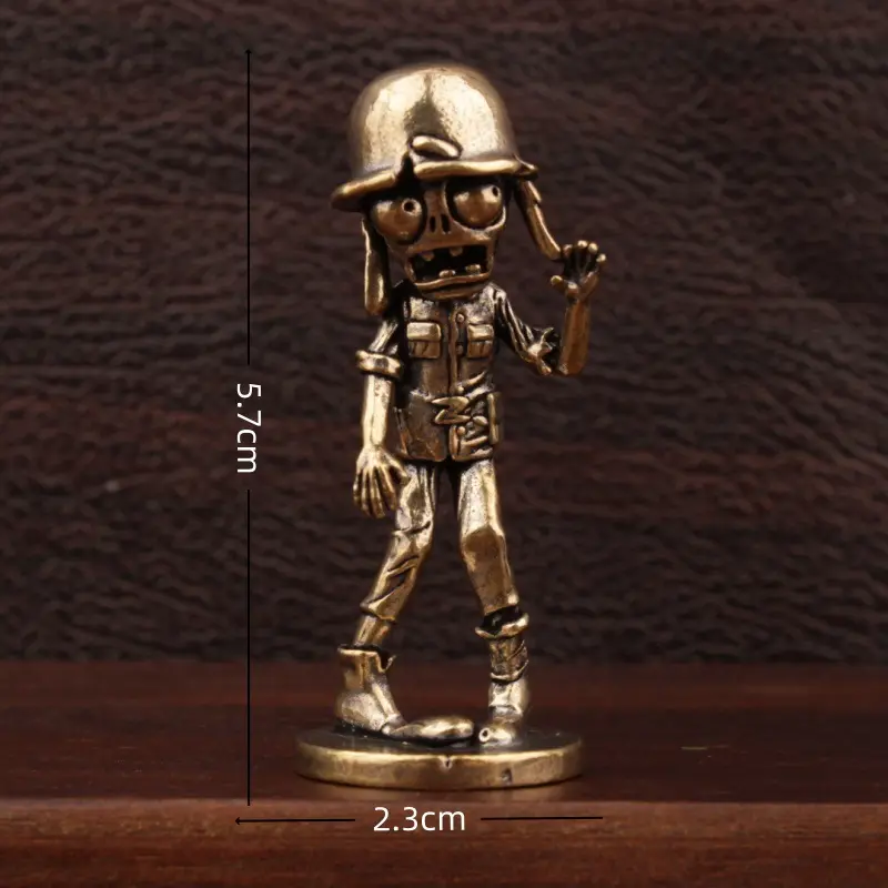 Brass Zombie Figurine Retro Brass Mr. Zombie Statue Cute Small Miniatures Desktop Ornament Home Decor Charming Decor