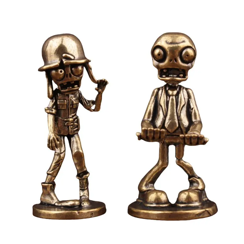 Brass Zombie Figurine Retro Brass Mr. Zombie Statue Cute Small Miniatures Desktop Ornament Home Decor Charming Decor