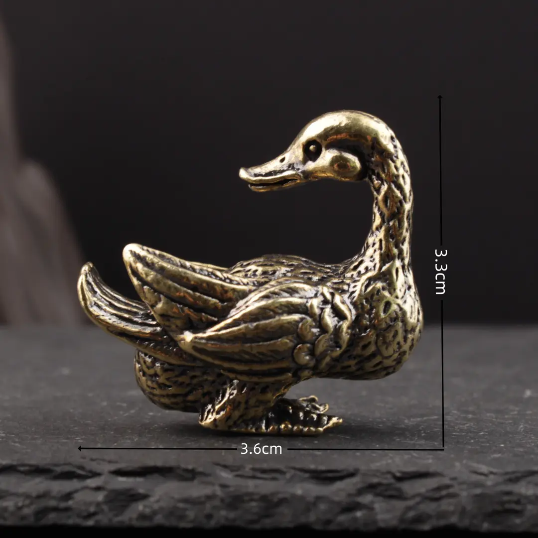 2/1pcs Brass Delicate Duck Figurines Unique Copper Animal Crafts Home Desktop Decorations for Wedding Party Anniversary Day