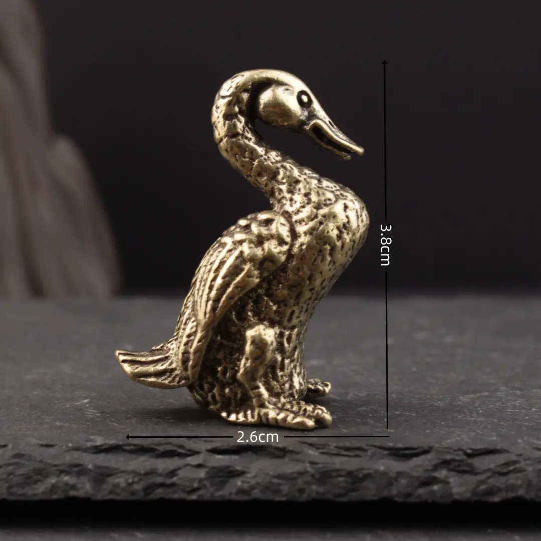 2/1pcs Brass Delicate Duck Figurines Unique Copper Animal Crafts Home Desktop Decorations for Wedding Party Anniversary Day