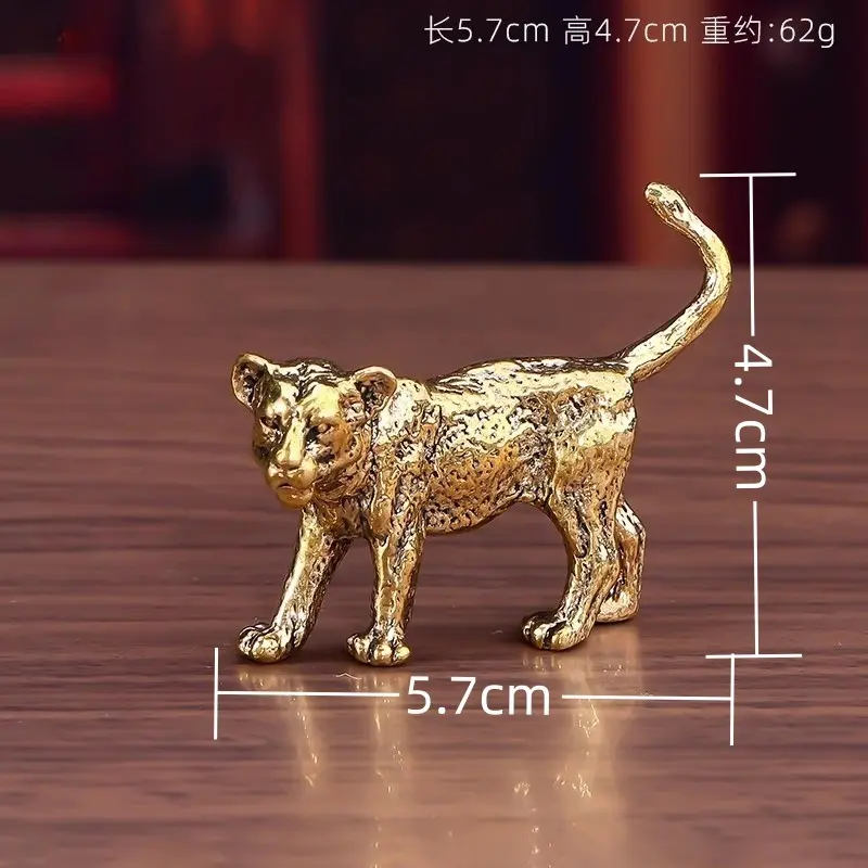 Pure Copper Majestic Lion King Miniatures Figurines Desk Decorations Vintage Brass Mini Animal Statue Home Decor Ornaments Craft
