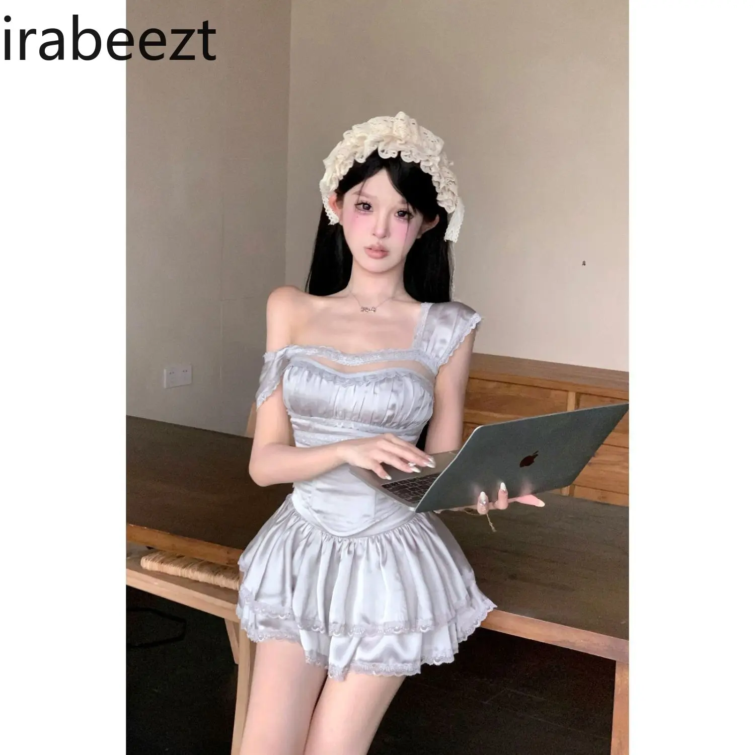Sweet Sexy Hot Girl Suspender Top Trend High Waist Puffy Skirt Two-piece Suit Women's Autumn New Style Trajes Formales De Mujer