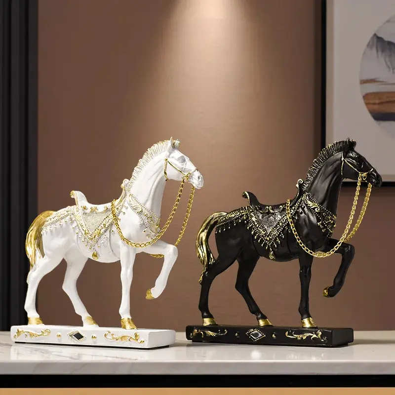 Figurine Collectible Horse Ornament Tabletop Decoration Sculpture for Furniture Desk Decoration Bookcas Office Home Decor