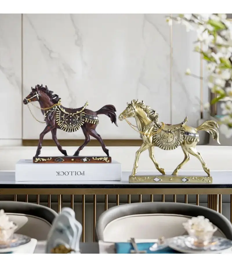 Figurine Collectible Horse Ornament Tabletop Decoration Sculpture for Furniture Desk Decoration Bookcas Office Home Decor