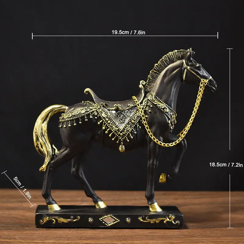Figurine Collectible Horse Ornament Tabletop Decoration Sculpture for Furniture Desk Decoration Bookcas Office Home Decor