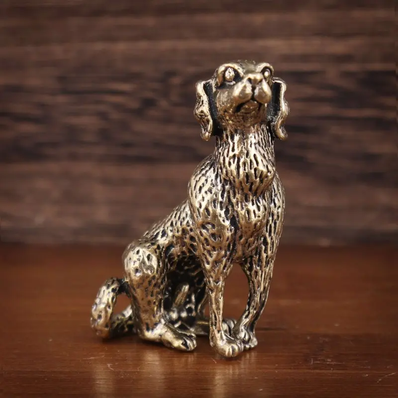 Copper Desk Ornaments Bulldog Miniatures Figurines Handmade Retro Brass Animal Pet Dog Statue Home Decorations Accessories Craft