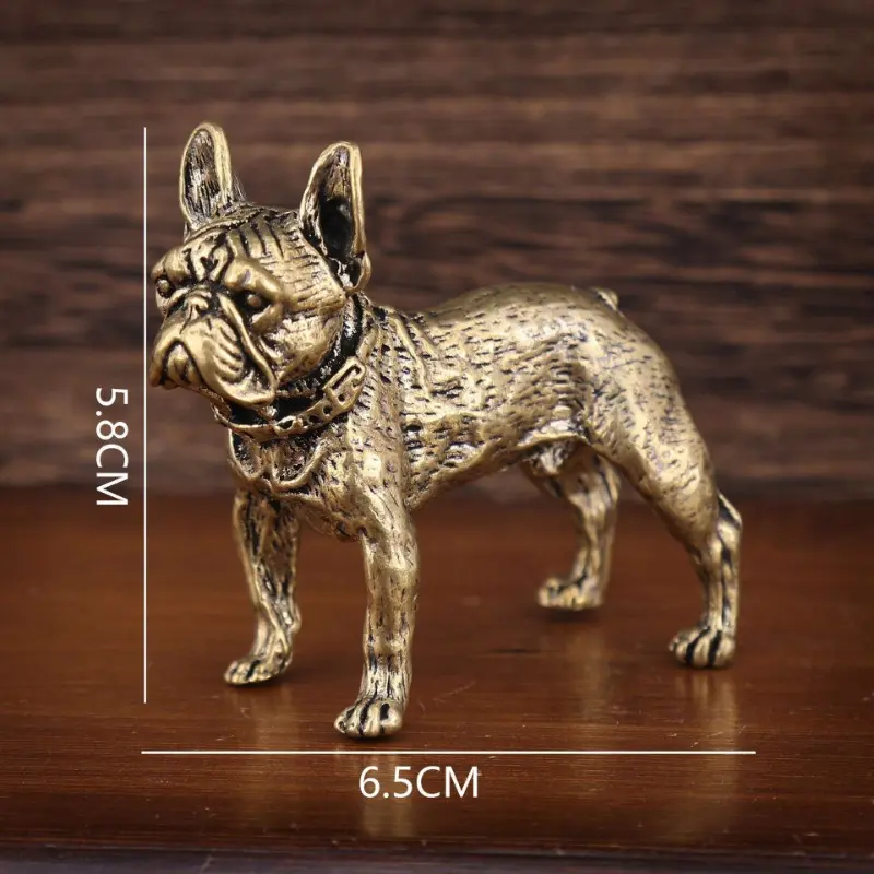 Copper Desk Ornaments Bulldog Miniatures Figurines Handmade Retro Brass Animal Pet Dog Statue Home Decorations Accessories Craft