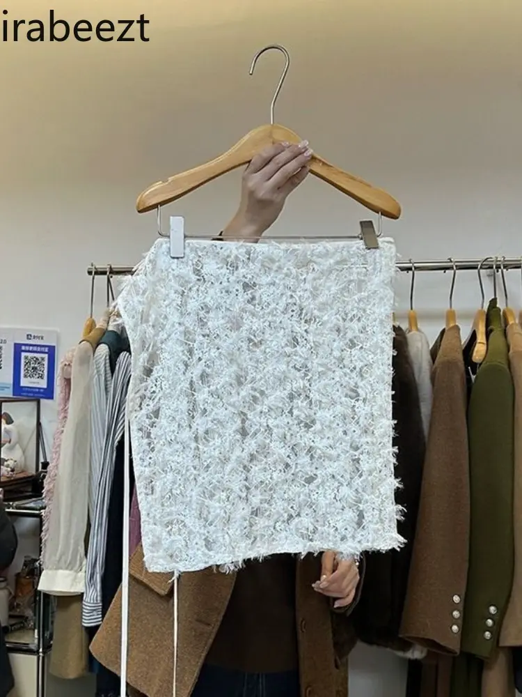 Lace Fart Curtain Autumn and Winter 2024 New Style Overlapping Inside Cover Hip Skirt Slight Strech Faldones Para Mujer