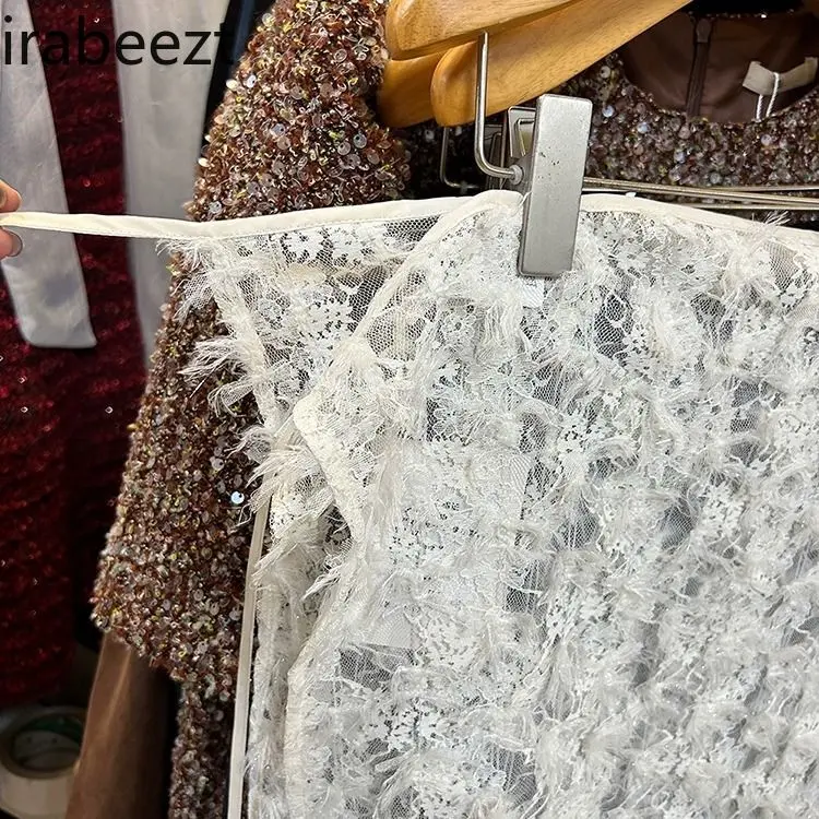 Lace Fart Curtain Autumn and Winter 2024 New Style Overlapping Inside Cover Hip Skirt Slight Strech Faldones Para Mujer