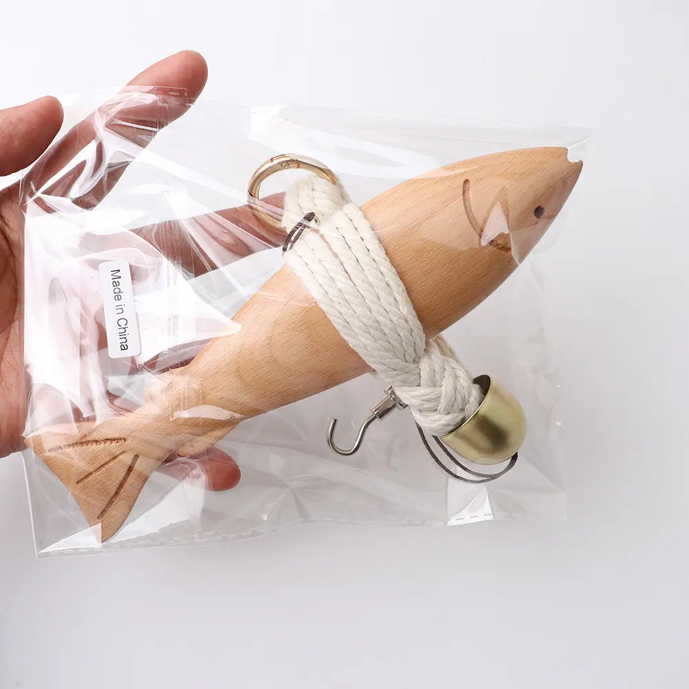 Creative Wooden Fish Car Ornament with Bell Ultra-thin Pollack Door Pendant Hangable Fish Wall Art Home Decor