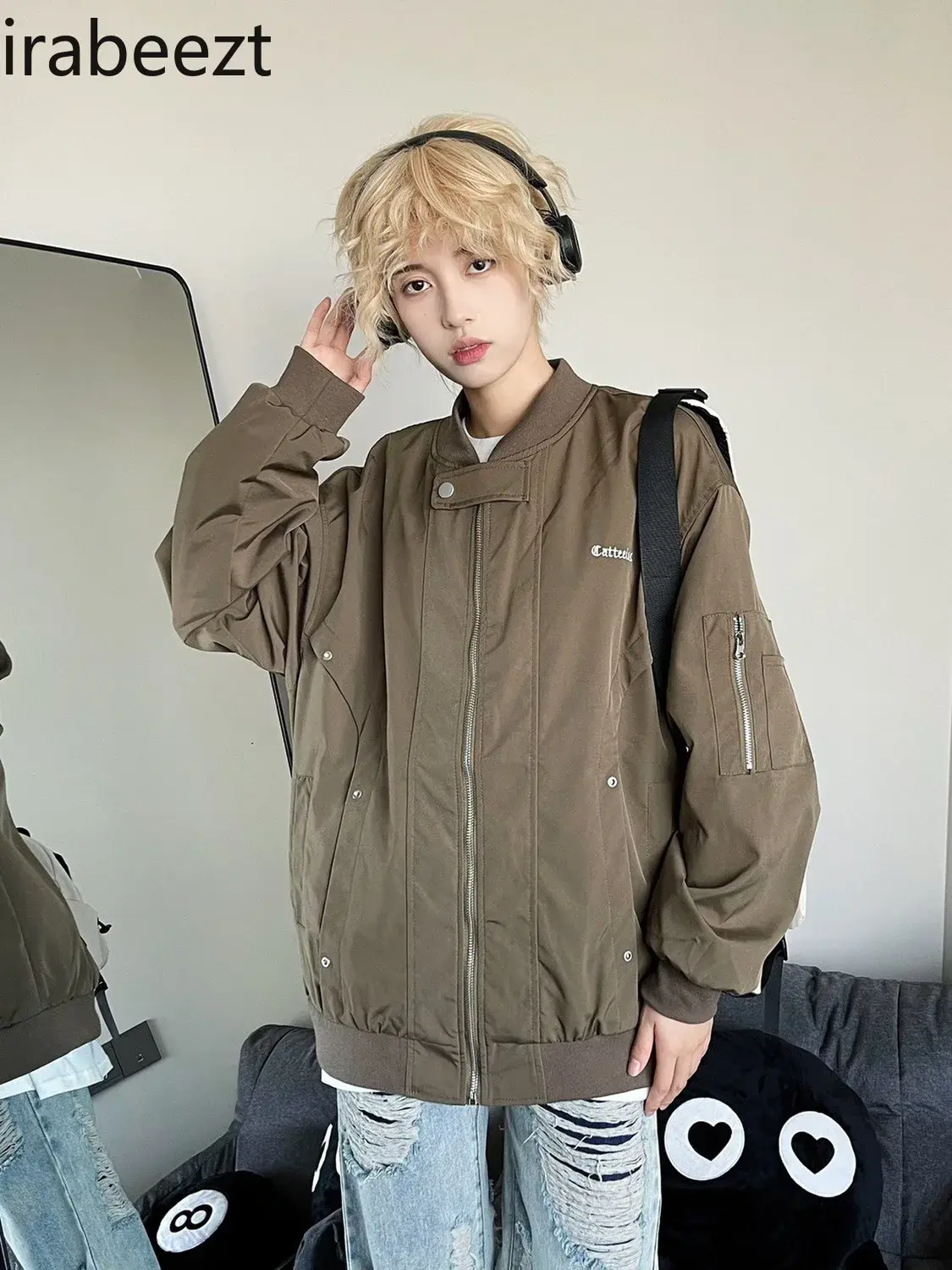 American Retro Design Sense of Baseball Coat for Women and Men Spring and Autumn Lovers Flight Suit Loose Cargo Jacket