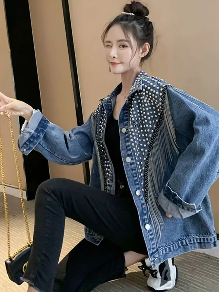 Denim Coat Female 2024 New Handsome Hot Sale Korean Version of Loose Denim Clothes Fashion Jackets for Women Jaqueta Feminina