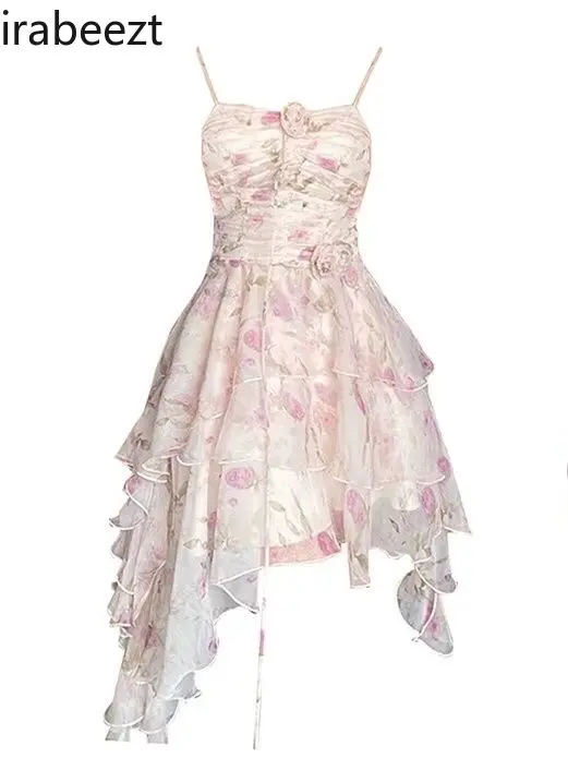 Summer New French Romantic White Moonlight Advanced Foreign Style Slim Fashion Floral Halter Dress Short Female