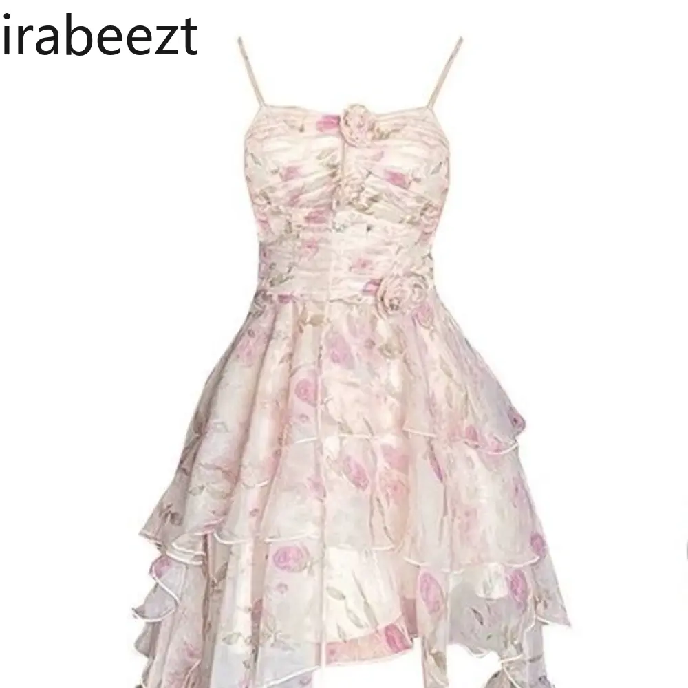 Summer New French Romantic White Moonlight Advanced Foreign Style Slim Fashion Floral Halter Dress Short Female