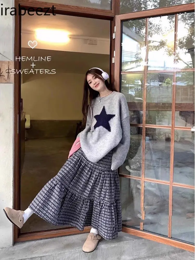Korean Casual Suit Loose Pullover Women Autumn Regulai Fit Womans Long Sleeve Tops Autumn Fashion Casual Sweaters