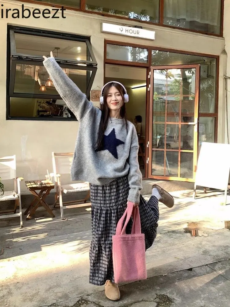 Korean Casual Suit Loose Pullover Women Autumn Regulai Fit Womans Long Sleeve Tops Autumn Fashion Casual Sweaters