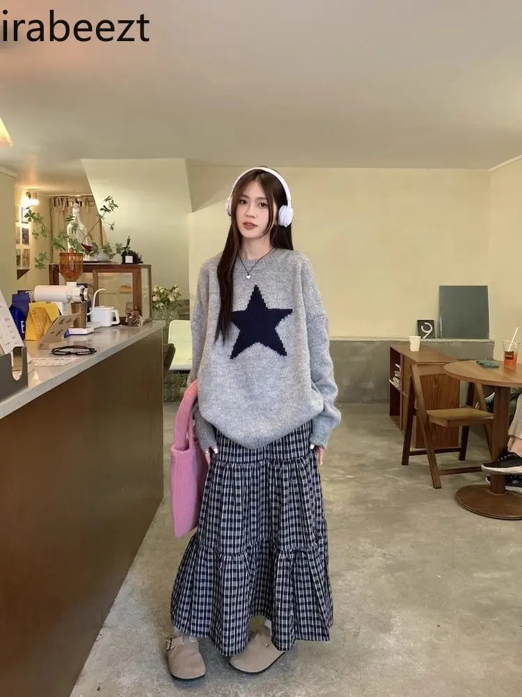Korean Casual Suit Loose Pullover Women Autumn Regulai Fit Womans Long Sleeve Tops Autumn Fashion Casual Sweaters