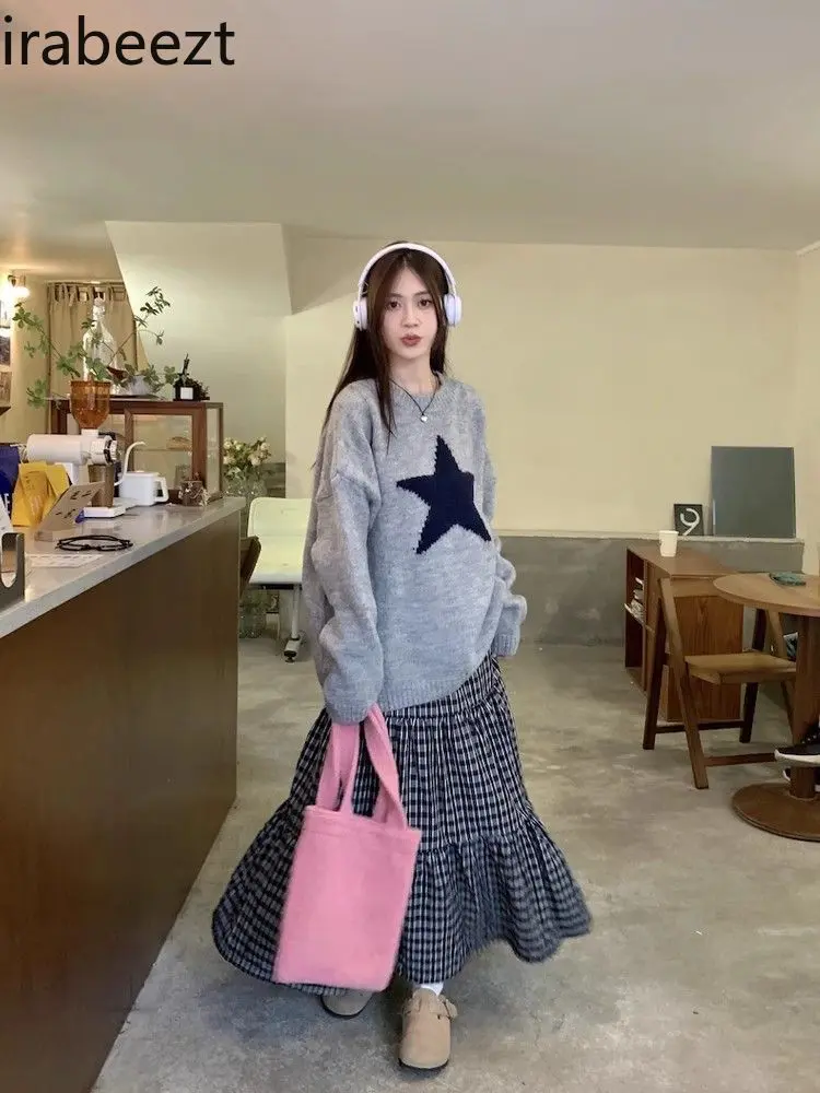 Korean Casual Suit Loose Pullover Women Autumn Regulai Fit Womans Long Sleeve Tops Autumn Fashion Casual Sweaters