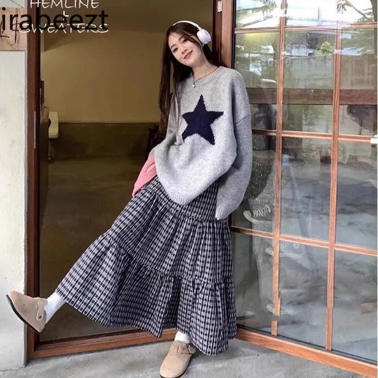Korean Casual Suit Loose Pullover Women Autumn Regulai Fit Womans Long Sleeve Tops Autumn Fashion Casual Sweaters