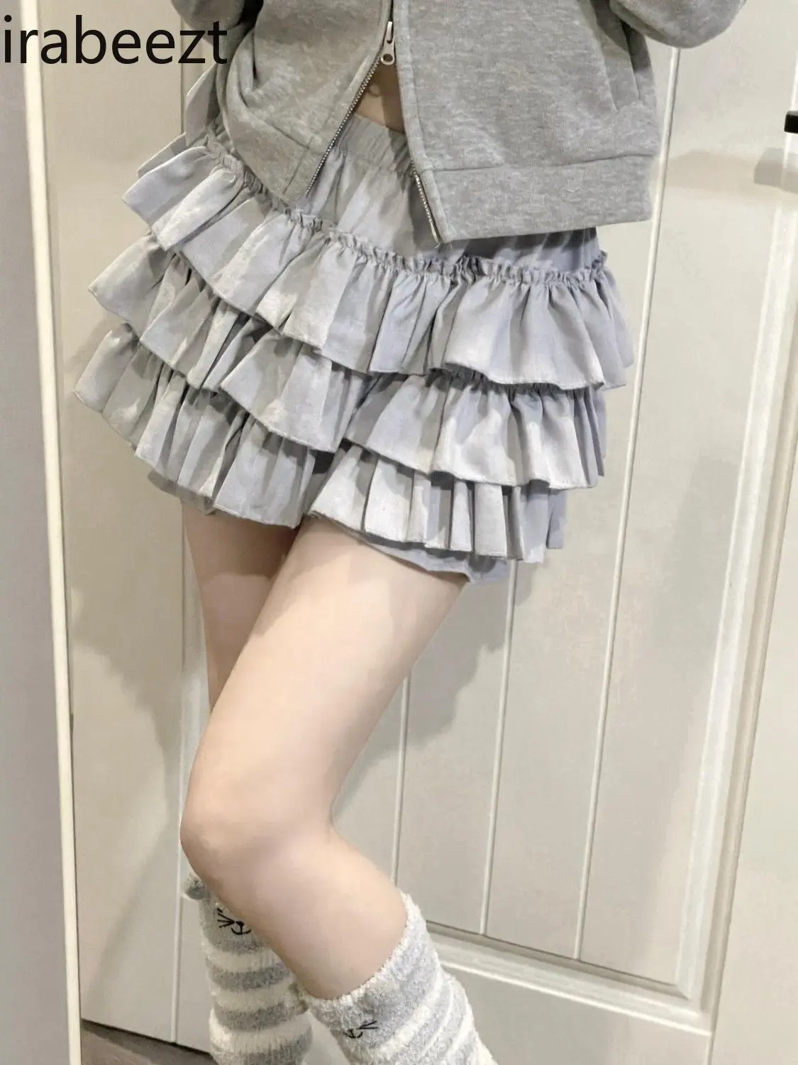 Japanese Spice Cute Peplum Pumpkin Pantyskirt Sweet Student All-matching Pompous Subculture Cake Shaped Midi Skirt