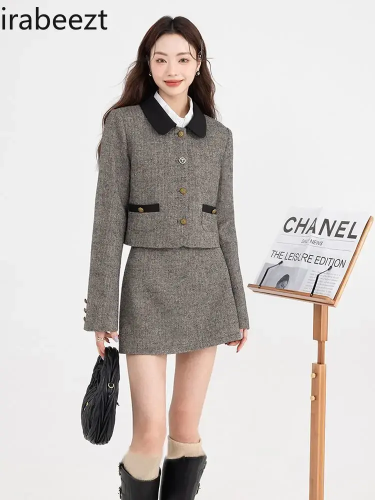 French Vintage Temperament Elegant Suit Female New Autumn Design Sense of Two Pieces Sets Costume Deux Pieces Femme