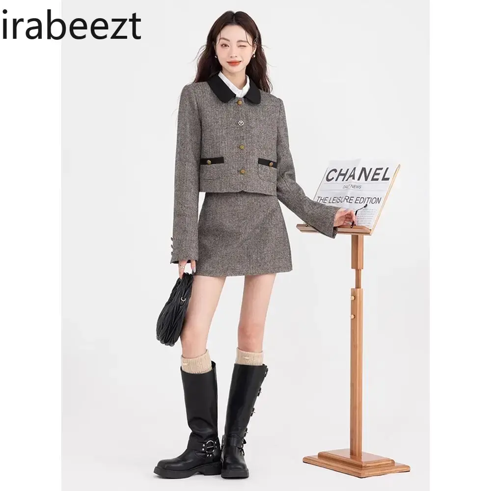 French Vintage Temperament Elegant Suit Female New Autumn Design Sense of Two Pieces Sets Costume Deux Pieces Femme