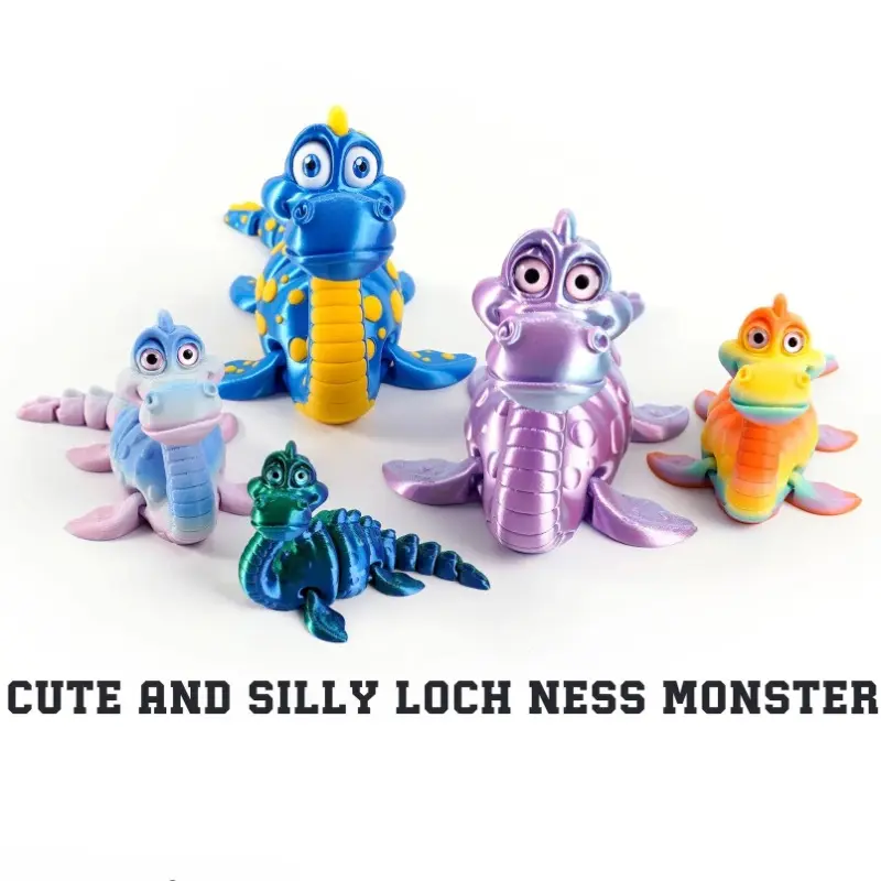 3D Printed Toy Model Lake Ness Monster Figurine with Realistic Eyes for Home Decor Accessories, Desktop Decorations