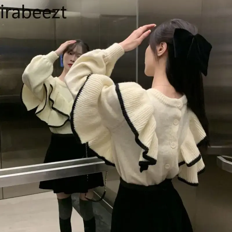 Double Side Wear Elegant Style Color Knitted Cardigan Women's Loose Coat 2024 New Early Autumn Top Women's Sweater