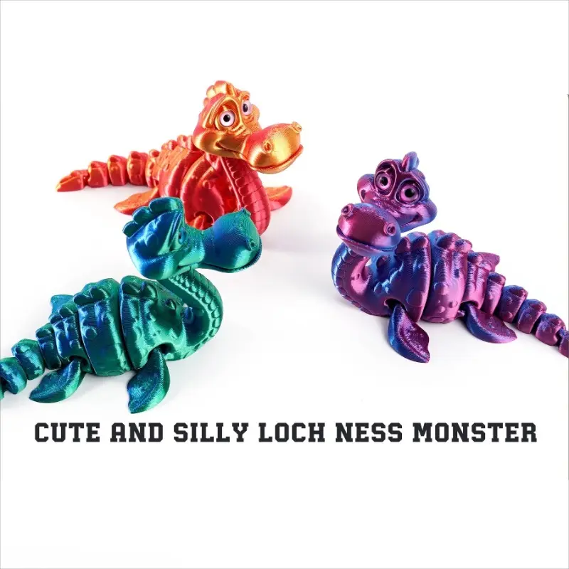 3D Printed Toy Model Lake Ness Monster Figurine with Realistic Eyes for Home Decor Accessories, Desktop Decorations