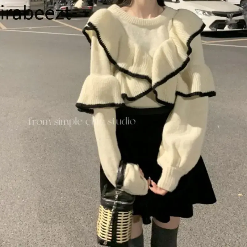 Double Side Wear Elegant Style Color Knitted Cardigan Women's Loose Coat 2024 New Early Autumn Top Women's Sweater