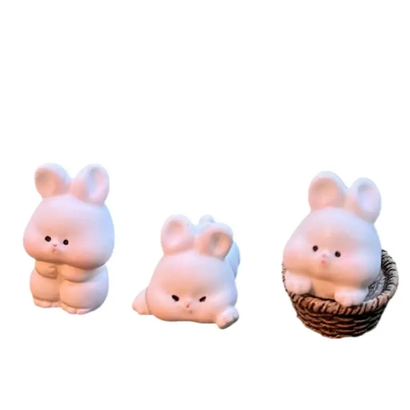6/8pcs Gardening Accessories Cute Rabbit Micro Ornaments Resin Mini Bunny Miniature Figurines Cartoon DIY Rabbit Toys Office
