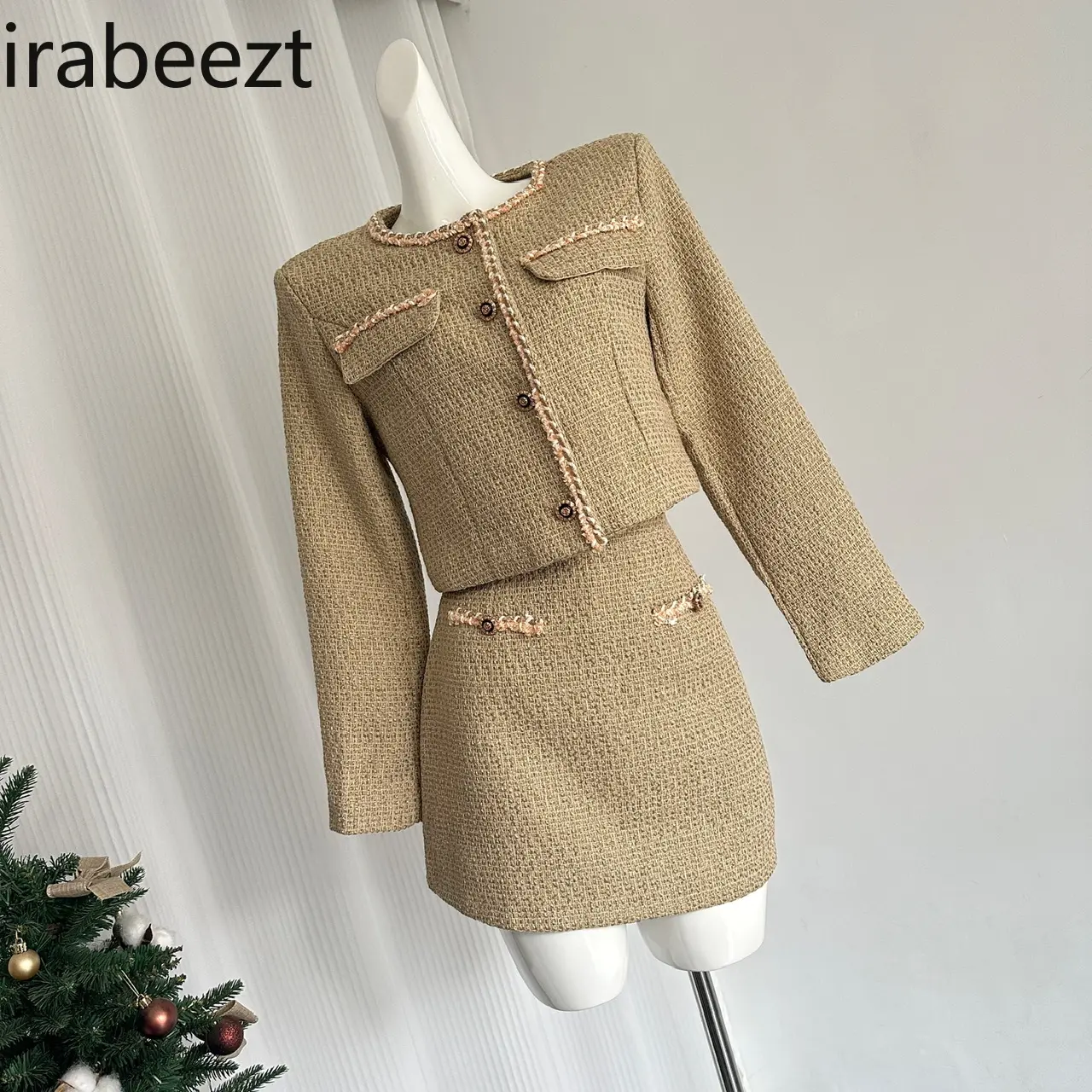 Short French Elegant Coat 2024 Female Autumn New Exquisite Temperament Slimming Conjunto De Mujer 2 Piezas Elegante