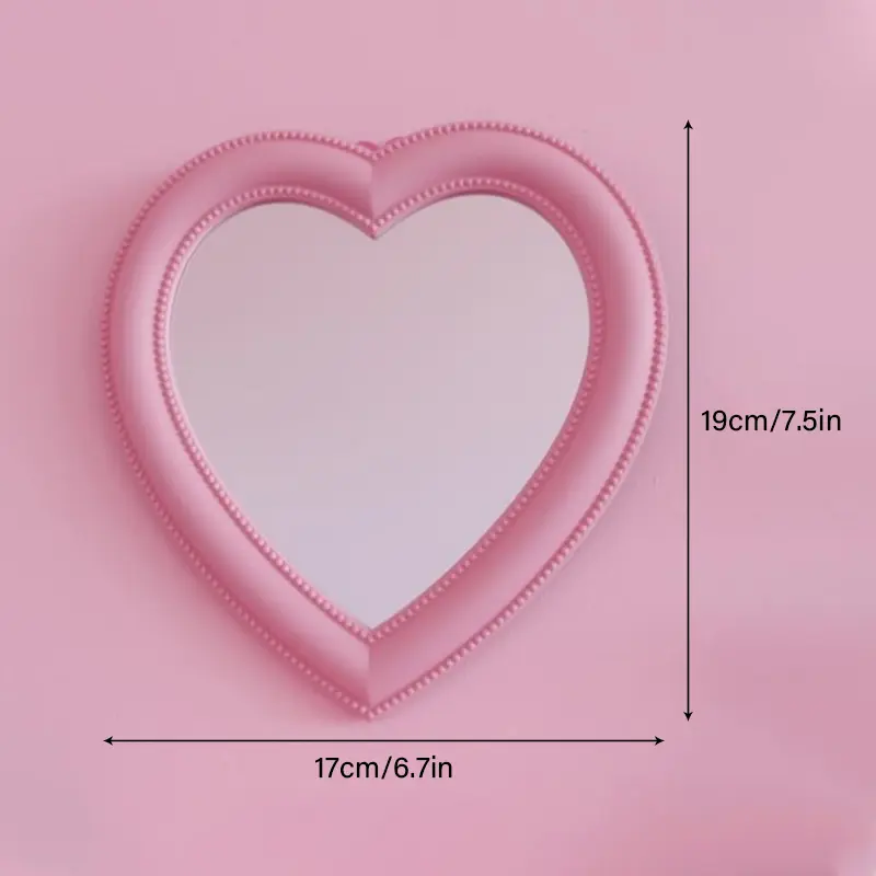 Heart Mirror Cosmetic Mirror Decorative Mirror Girl Heart Student Dormitory Mirror Home Decor Living Room Decoration Wall Decor