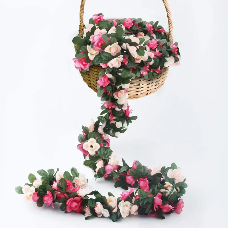 1.8m Artificial Rose Vine Flowers Green Leaves Garland for Wedding Arch DIY Fake Plant Vine Garden Wall Home Party Spring Decor