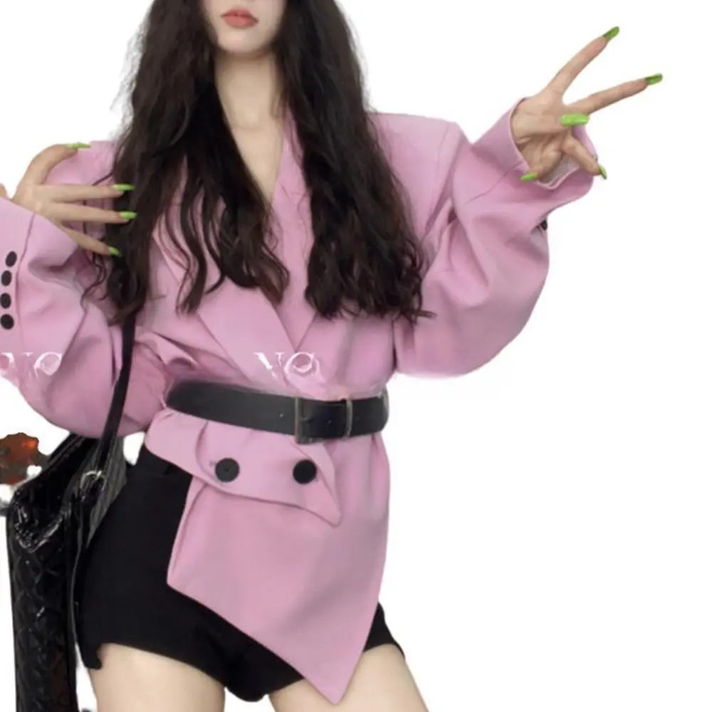 High-grade Hot Sale Pink Irregular Casual Suit Jacket Female New Autumn Top Casacas Mujer Bleizer Femenino Elegante Blazer