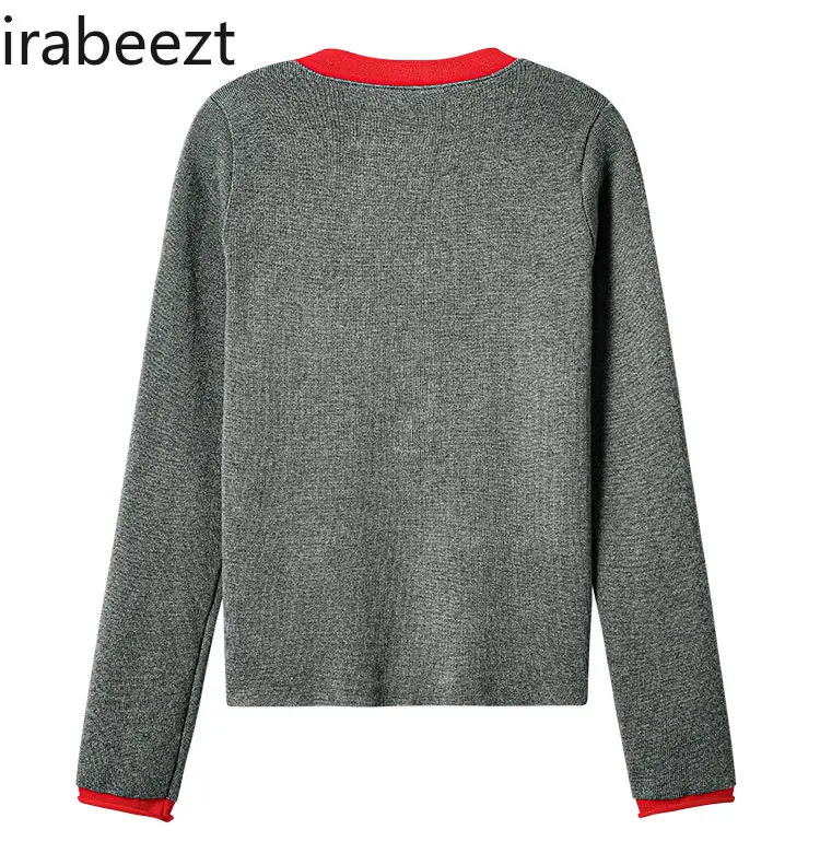 American Contrasting Color Half-open Collar Sweater for Women New Autumn and Winter Bottoming Shirt Design Slim Fit Top