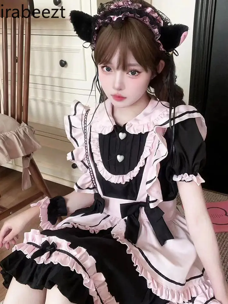 Cute Cat Maid Cosplay Dress Lolita Gothic Anime Costume Women's Kawaii French Maid Uniform Halloween Party Outfit