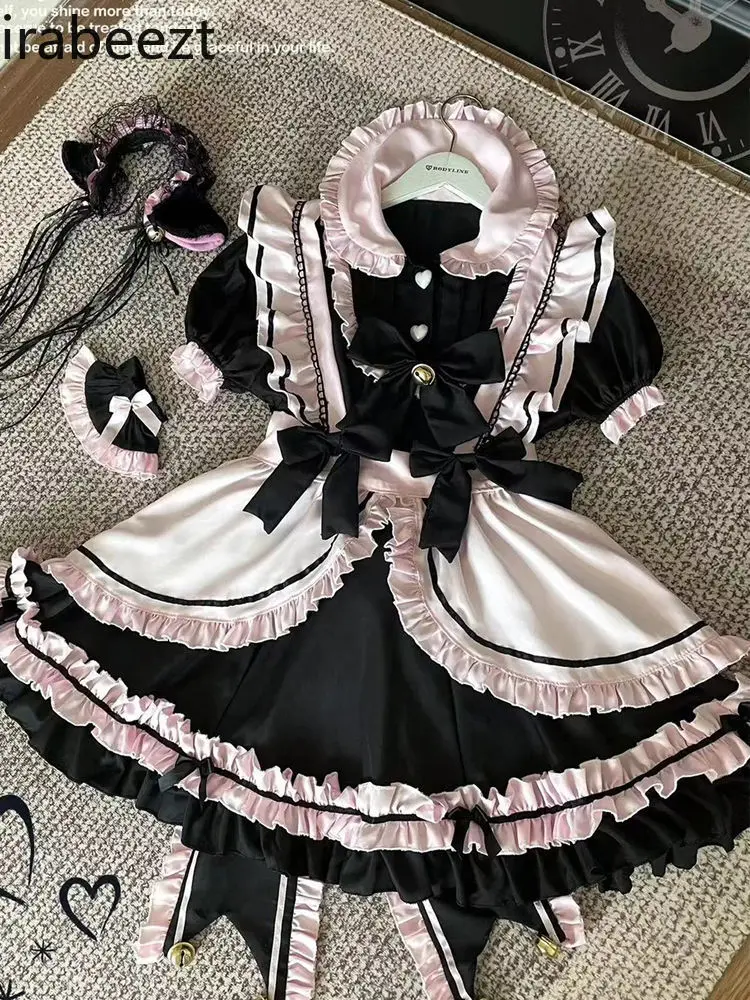 Cute Cat Maid Cosplay Dress Lolita Gothic Anime Costume Women's Kawaii French Maid Uniform Halloween Party Outfit