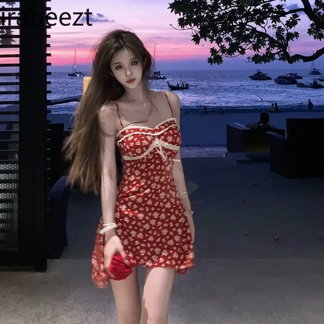 Beach Holiday Women Summer Long/short Waist Floral Gown Vestidos Elegantes Para Mujer Streetwear Slim Fit Slip Dress